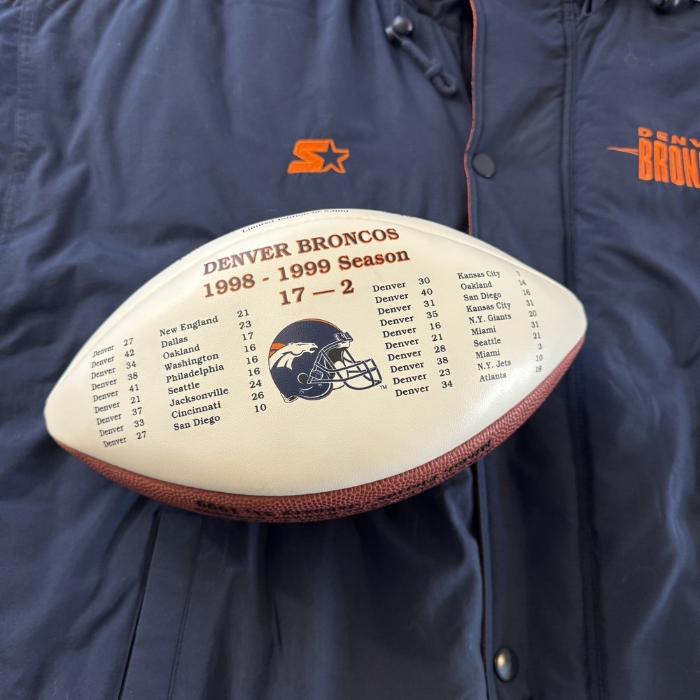 Vintage Starter Denver Broncos Jacket XL + Super Bowl XXXIII Football COA Korea - Picture 7 of 12